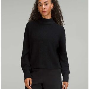 Lululemon Merino Wool-Blend Ribbed Turtleneck Sweater Black Size 6